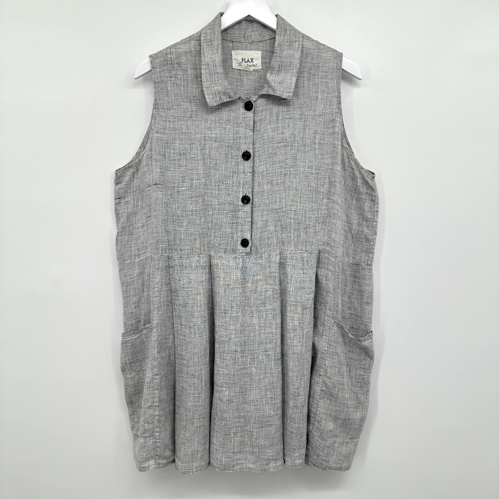 Flax Jeanne Engelhart Tunic Top Shirt Blouse Size M Linen Lagenlook Minimalist